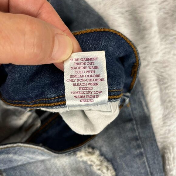 SO Jeans Women 7 Skinny Distressed Dark Wash Cuffed Denim Mid Rise Casual Boho - Picture 6 of 11